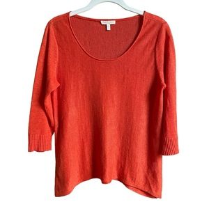 Eileen Fisher Hot Red 100% Linen Petite Small Top Colorful Lagenlook Coastal